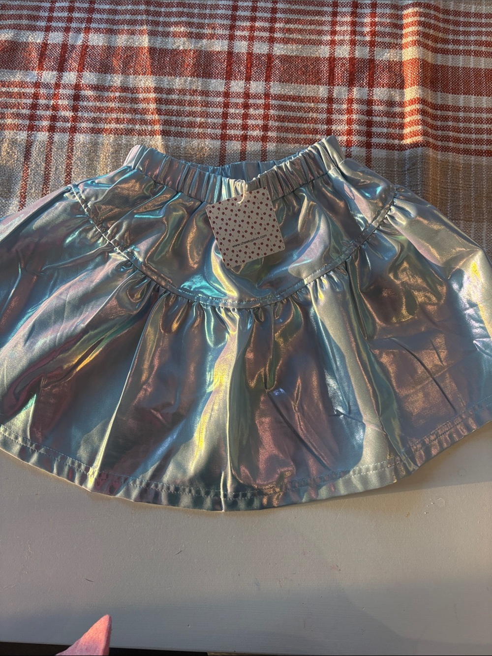 NWT cheeky plum Iridescent Holographic Tiered Skirt